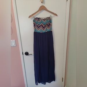 Xhilaration Multicolor Strapless Maxi Dress